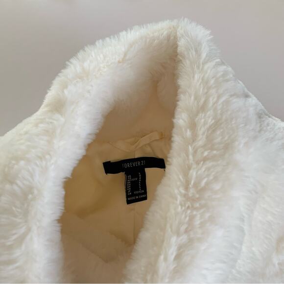 Forever 21 White/Black/Light Pink Colorblock Faux Fur Coat Jacket Large - Picture 2 of 8